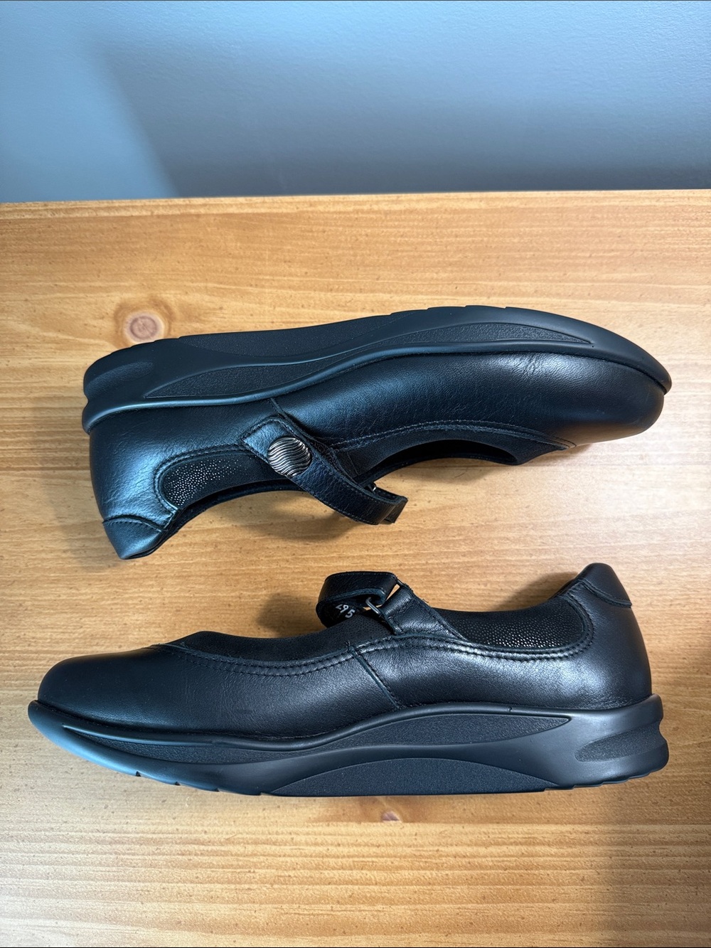 SAS Black Leather Mary Jane Comfort Flats